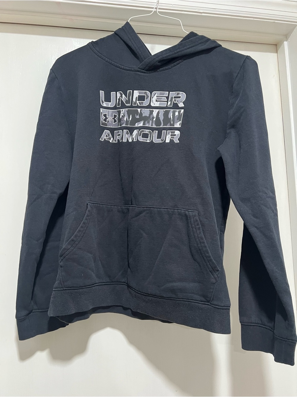 Under Armour Black Hoodie with Gray Camo Logo